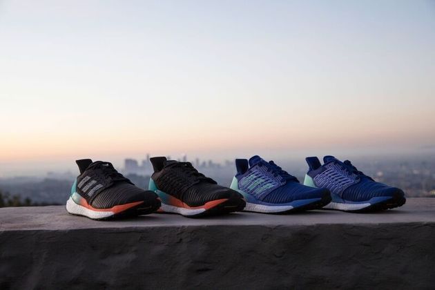 De Adidas Solar Boost in de uitvoeringen voor heren (links) en dames (rechts