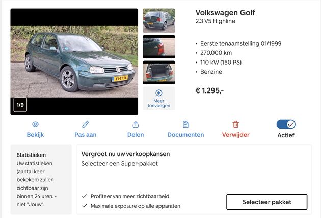 Binnen 12 uur leverde mijn advertentie op Autoscout een koper op.