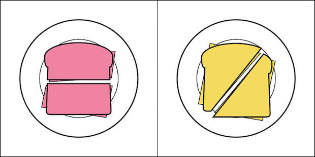 Horizontaal of diagonaal door midden?