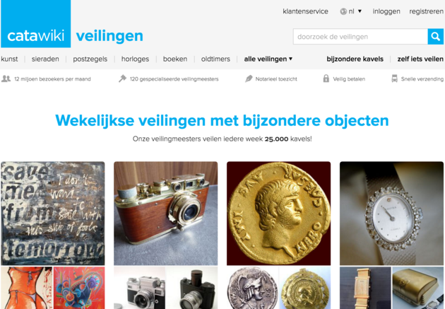 <em>De homepage van Catawiki.<\/em>