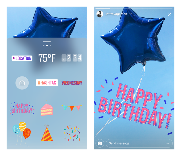 Dit zijn speciale stickers die ter ere van de verjaardag zijn vrijgegeven door Instagram.