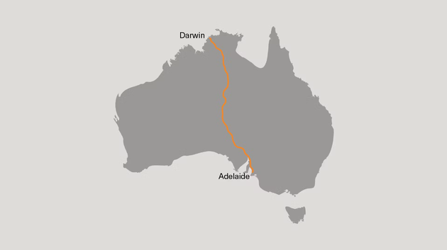 De route die het team af moet leggen in Australie\u0308.