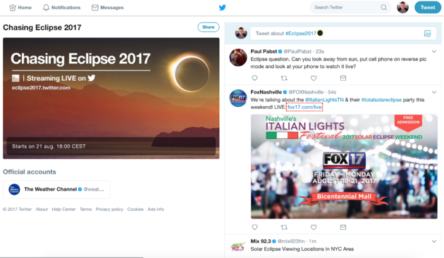 <i>Eclipse live op Twitter</i>