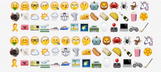 Een aantal nieuwe emojis van iOS 9.1.