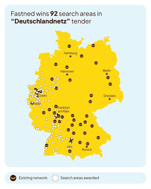 Fastned mag 92 nieuwe snellaadstations gaan bouwen in Duitsland. (Afbeelding: Fastned)