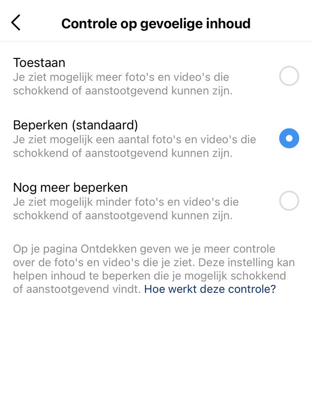 Gevoelige inhoud Instagram