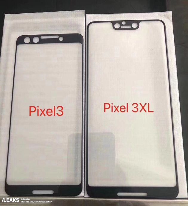 De gelekte schermen van de Pixel 3 en XL. Beeld: Dirtydiana - \/Leaks