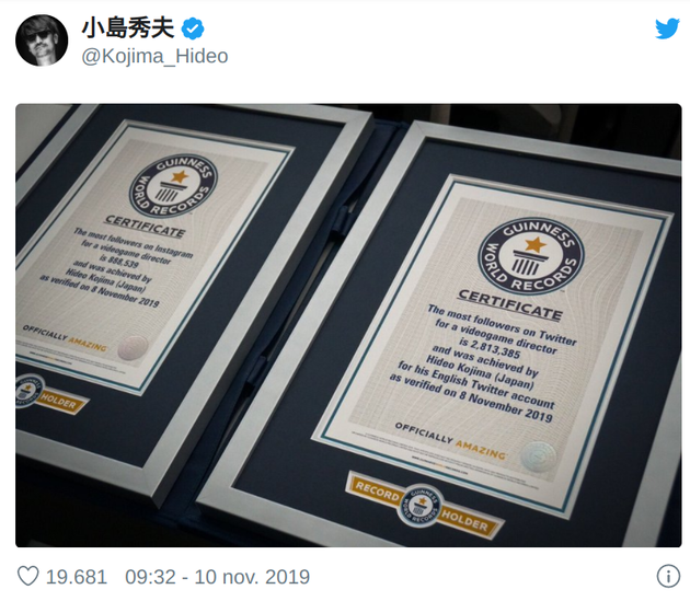 De records van Hideo Kojima