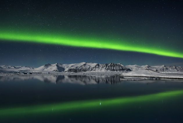 Noorderlicht in Jokulsarlon - IJsland. Fotocredit: Giles Rocholl.