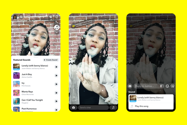 Muziek in Snapchat nu mogelijk.