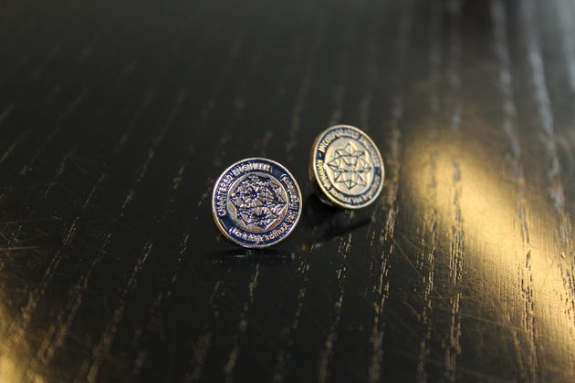 De pinnetjes die uitgereikt worden aan gecertificeerde ingenieurs.