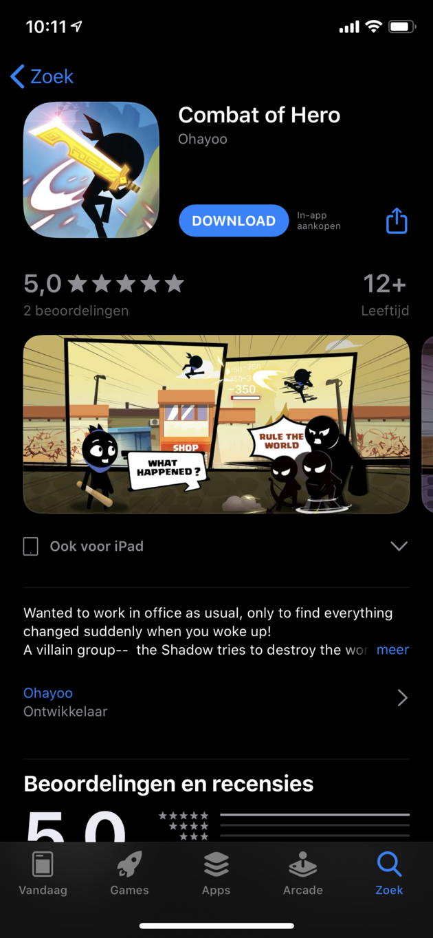 <i>Combat of Hero in de App Store</i>