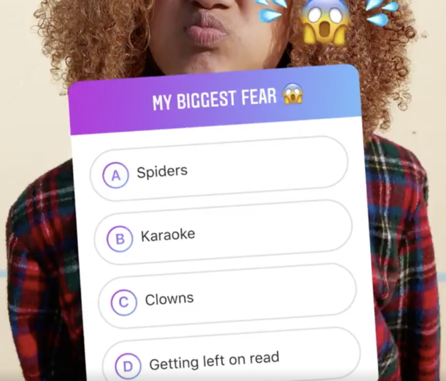 <em>Voorbeeld van de nieuwe quiz-functie in Instagram Stories<\/em>