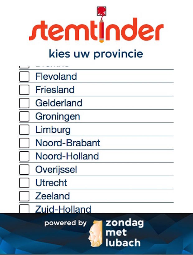 Kies uw provincie op Stemtinder.nl