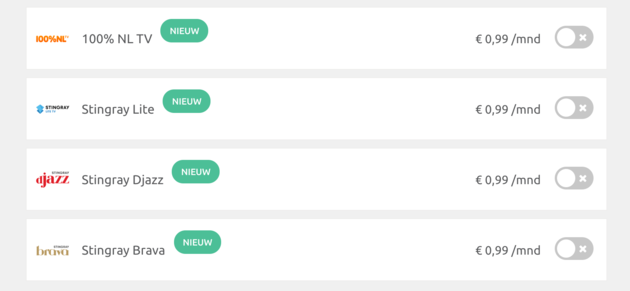 De nieuwe zenders die recent zijn toegevoegd.
