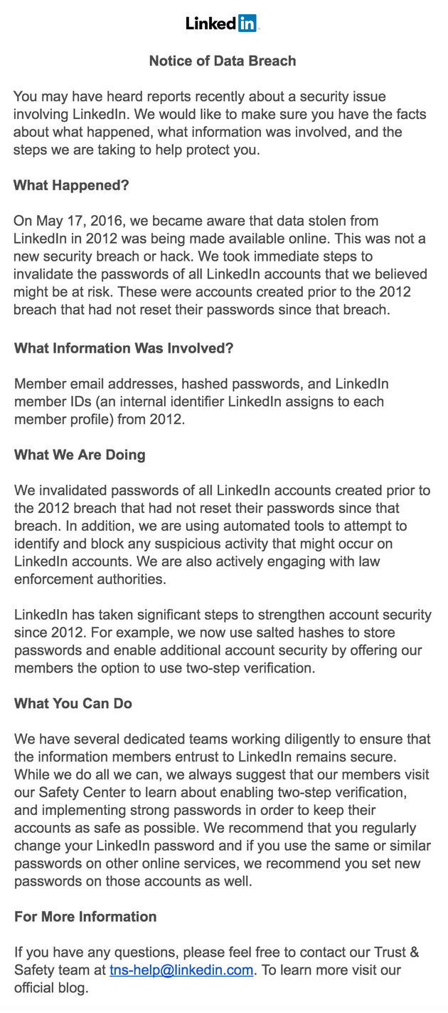 <em>De mail van LinkedIn.<\/em>