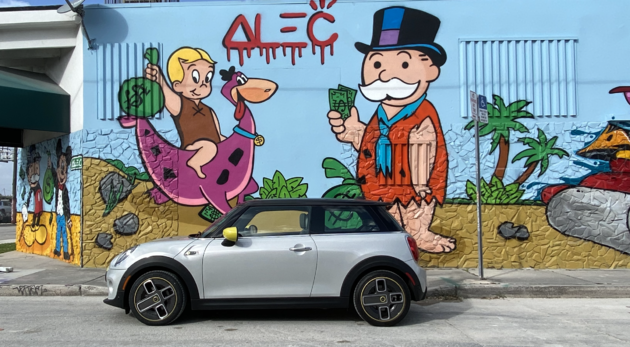 MINI Electric, streetart by Alec Monopoly