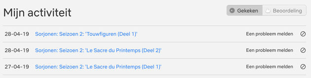 Netflix : mijnactiviteit