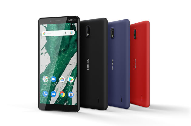 <i>De Nokia 1 Plus in 3 verschillende kleuren.</i>