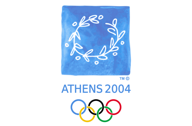 Typisch Grieks: de lauwerkrans in het logo van Athene 2004