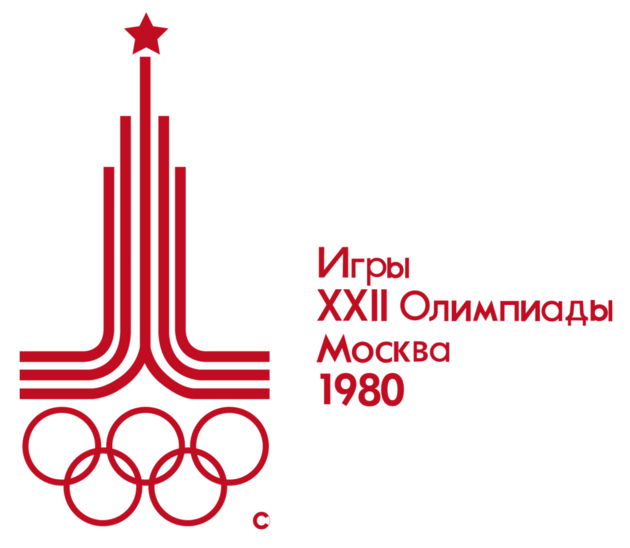Het Kremlin in Moskou in het logo van de Olympische Spelen van 1980