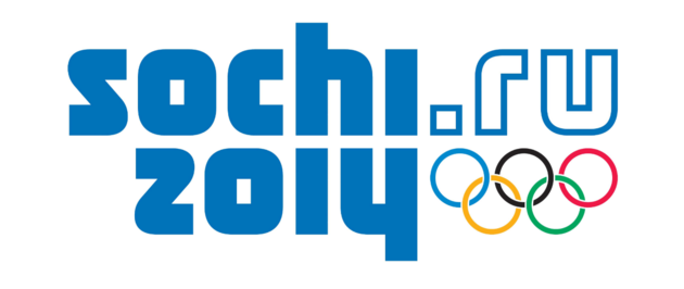 Geen beeldmerk, maar alleen letters in het logo van de Winterspelen van Sochi in 2014