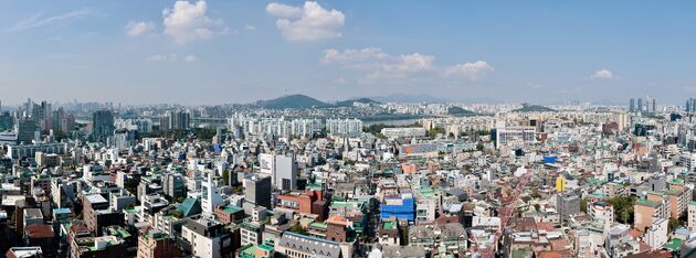 Panorama van Sinsa-dong (Gangnam District) volgens Simon het mooiste beeld van Seoul