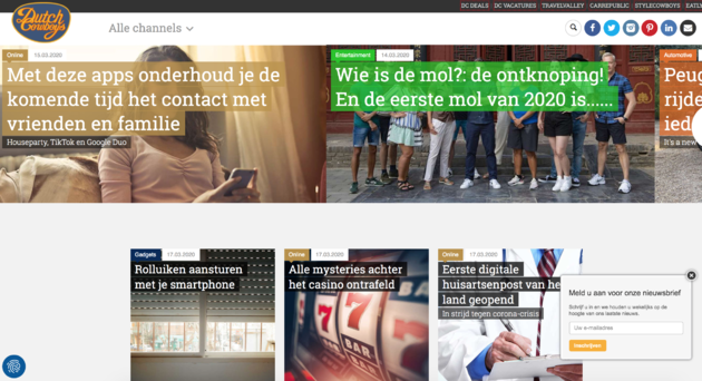 <i>Een pop-up subtiel rechts onderin op de homepage van Dutchcowboys</i>