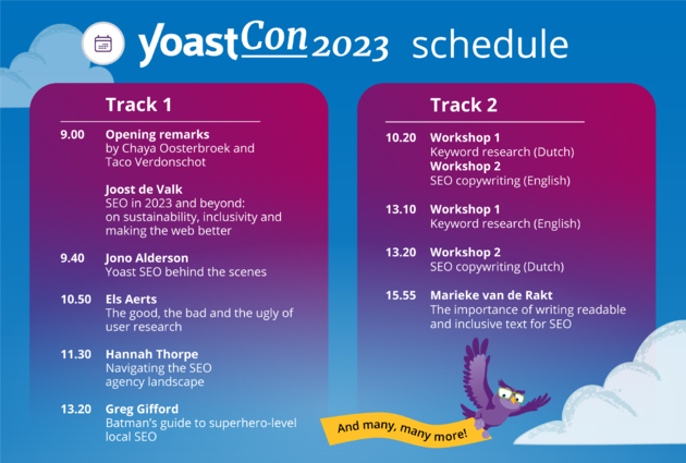 Het volledige programma is te vinden op de website van YoastCon.