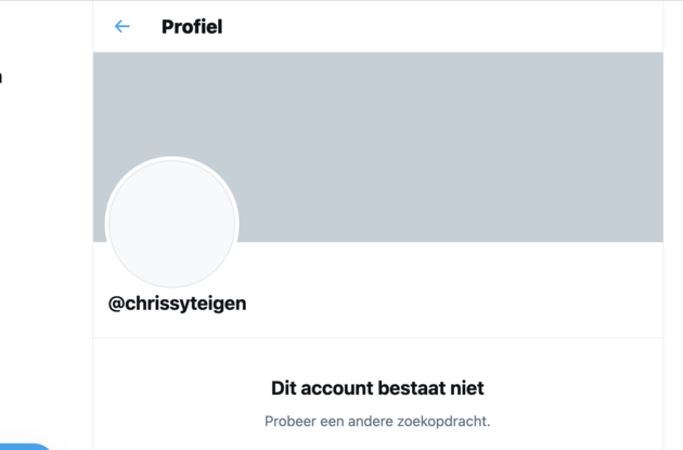 Haar account is uit de lucht.