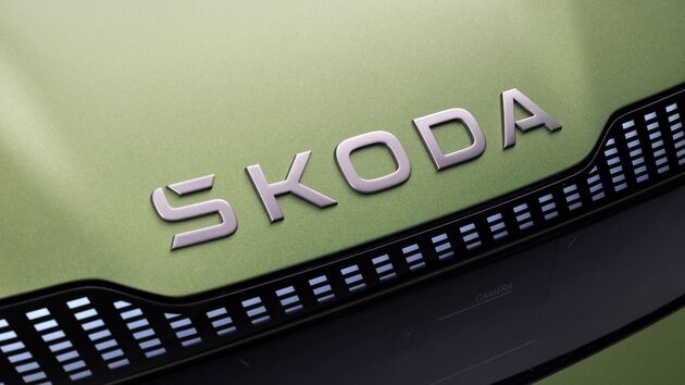 Het nieuwe, modernere logo van Skoda