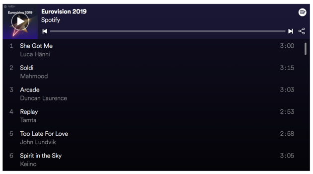 <em>De playlist van Eurovision 2019<\/em>