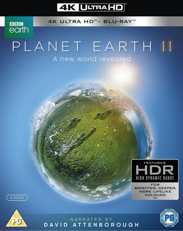 Een 4K Ultra HD Blu-ray, te herkennen aan de zwarte (in plaats van blauwe) rand bovenaan.