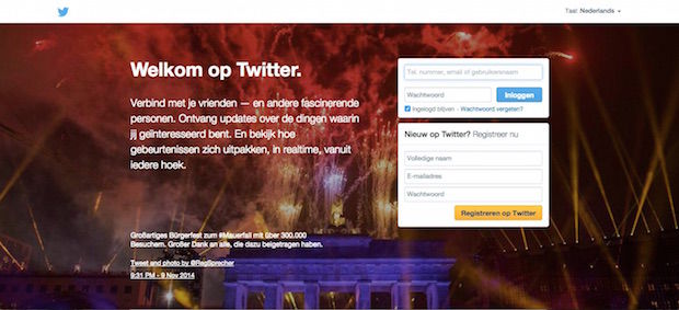 Zo ziet op dit moment de voorpagina van Twitter eruit.