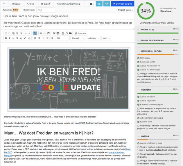 Seo-teksten schrijven met Webtexttool