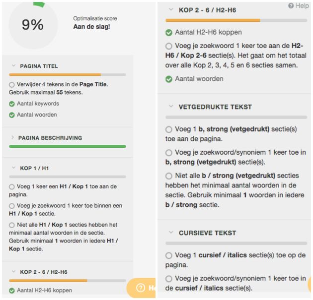 Webtexttool laat in \u00e9\u00e9n overzicht je optimalisatiescore zien.